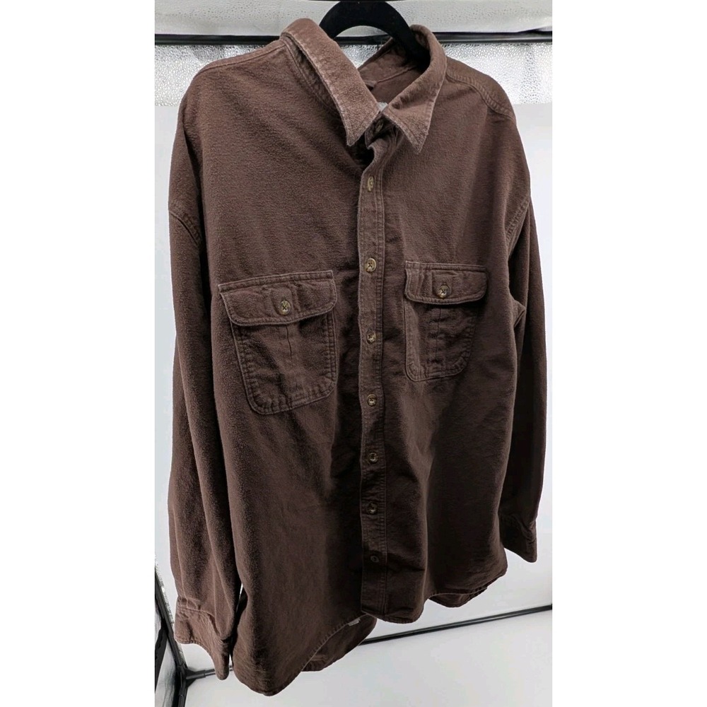 Cabela's Roughneck Heavy Cotton Canvas Work Shirt Brown Men's 2XL Tall Vtg Style